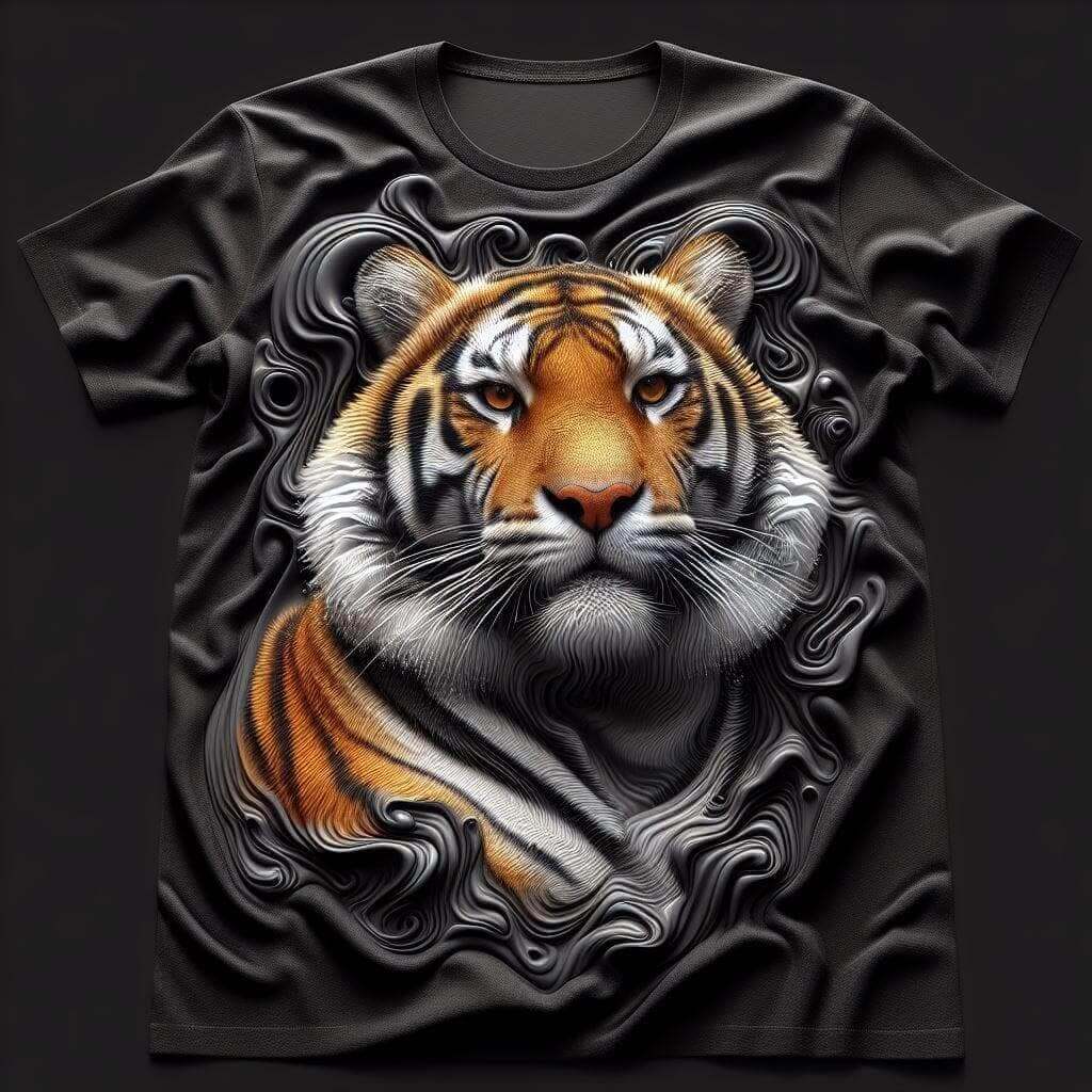 Black Breathtaking Tiger Cotton Half Sleeve T - Shirt - Acquires