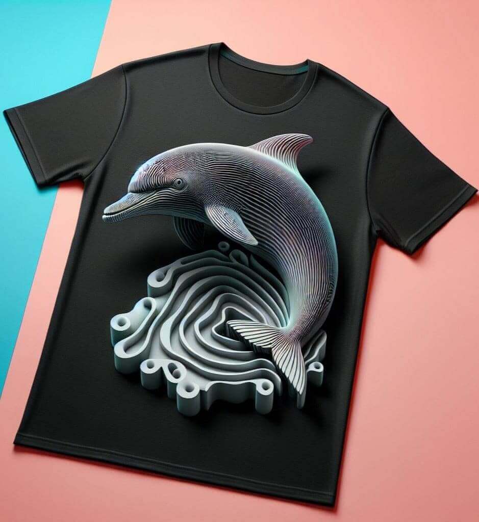 Black Dolphin Creative Abstract Design Cotton Half Sleeve T - Shirt - Acquires