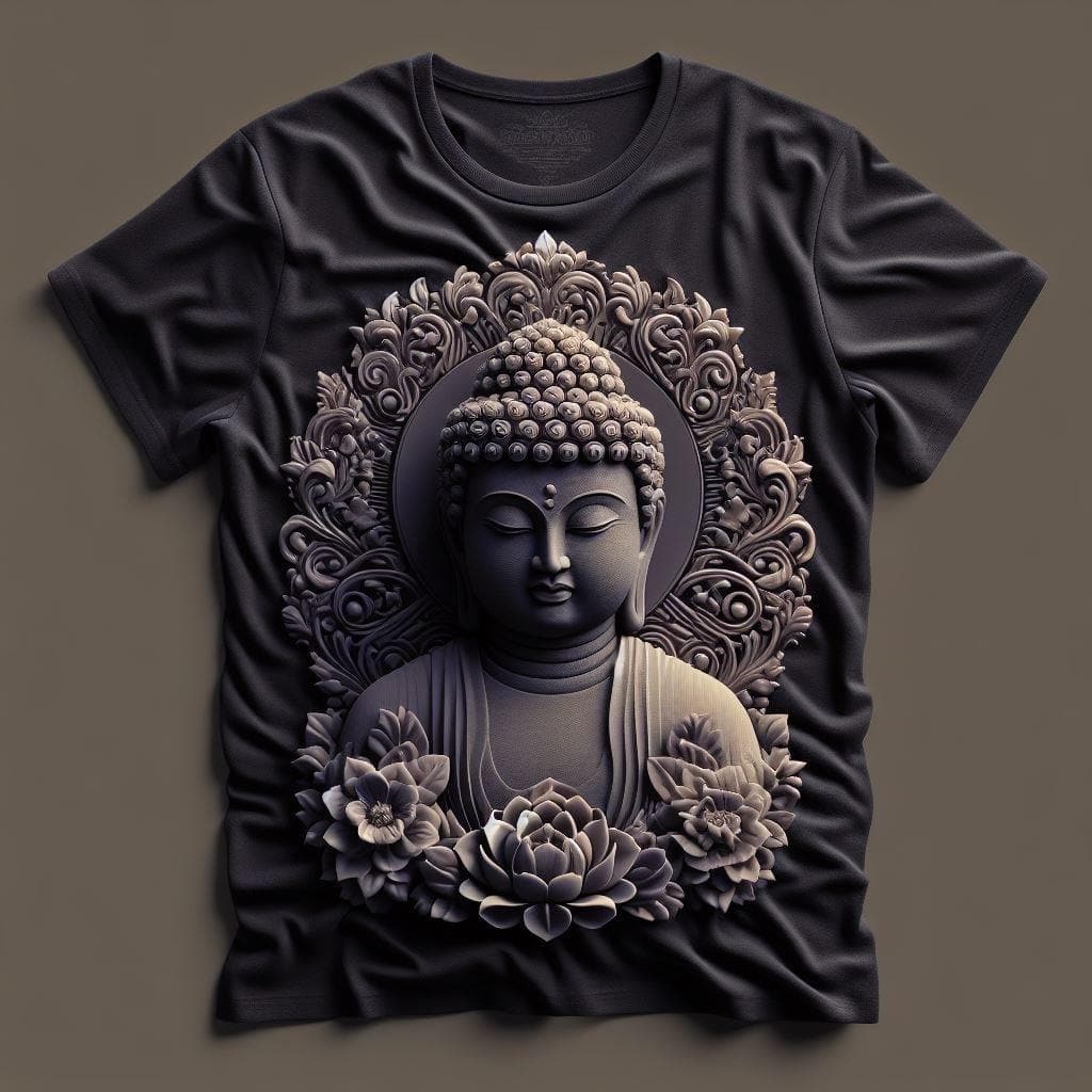 Black Path of the Buddha Short Sleeve Cotton Round Neck T - Shirt - Acquires