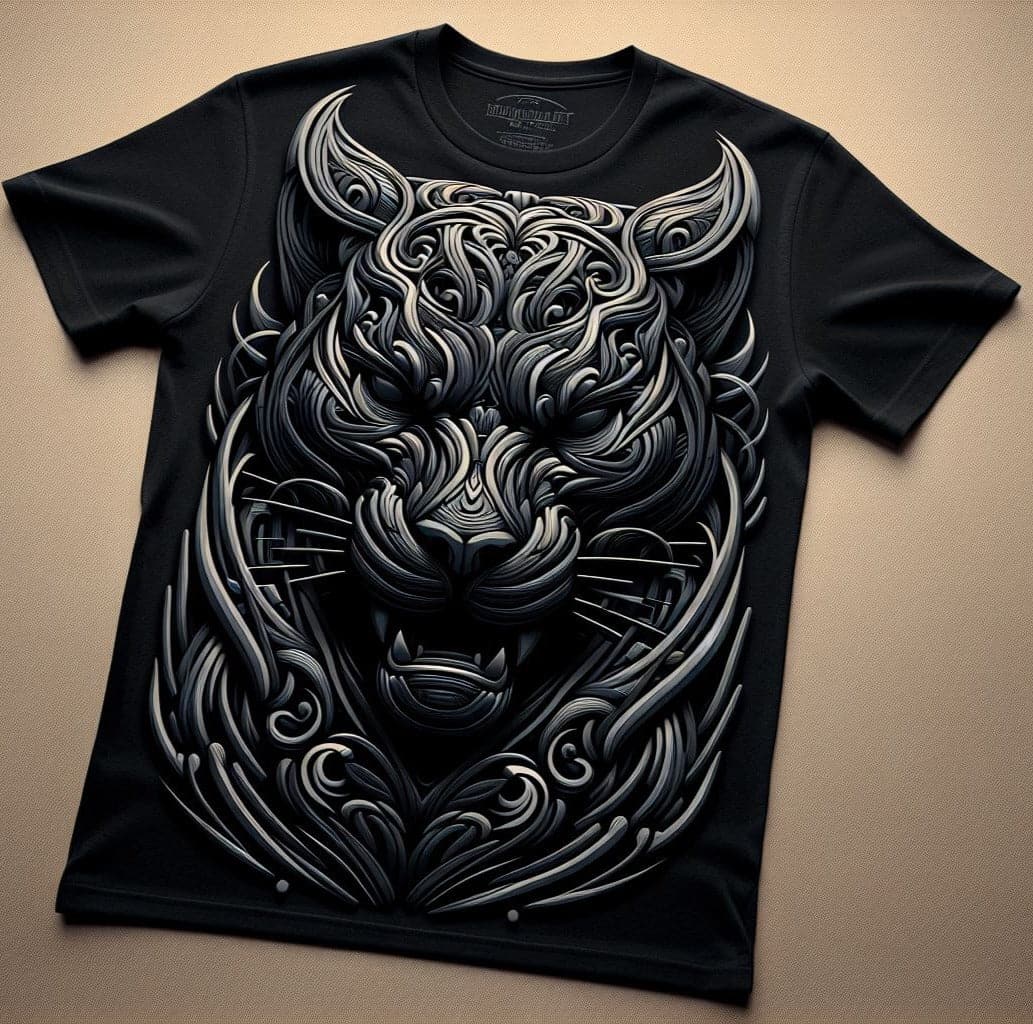 Black Swirling Tiger Cotton Half Sleeve T - Shirt - Acquires