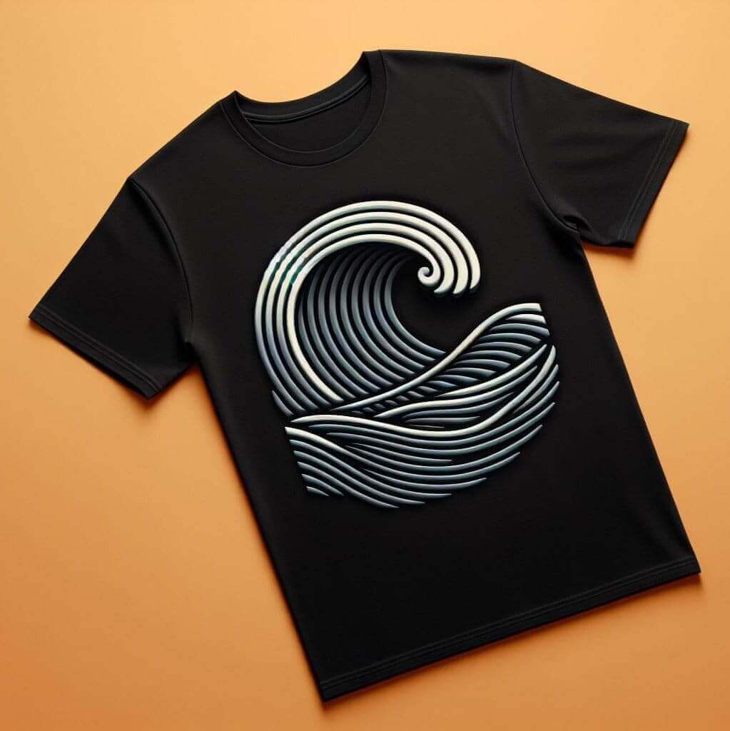 Black Waves Swan Cotton Half Sleeve T - Shirt - Acquires