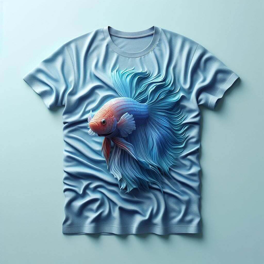 Blue Betta Fish T - Shirt: Elegant Aquatic Design - Acquires