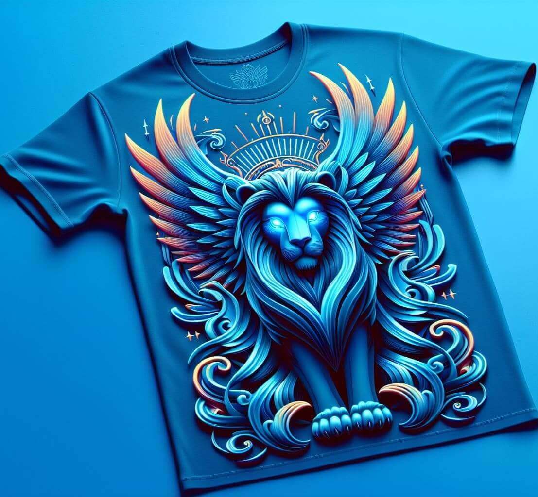 Blue Lion King Graphic Cotton Half Sleeve T - Shirt - Acquires