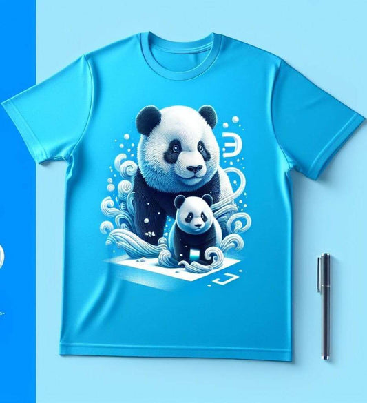 Blue Panda Playtime Short Sleeve Cotton Round Neck T - Shirt - Acquires