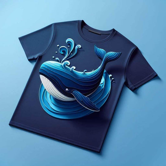 Blue Whale Splash Graphic Tee for Ocean Enthusiasts - Acquires