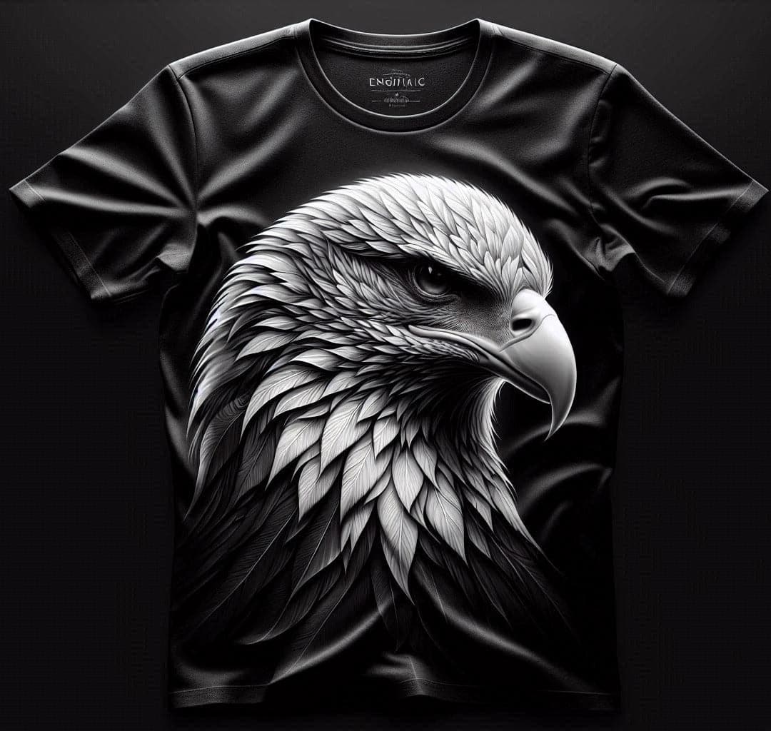 Bold Black Eagle Premium Fit Round Neck Half Sleeve Cotton T - Shirt - Acquires