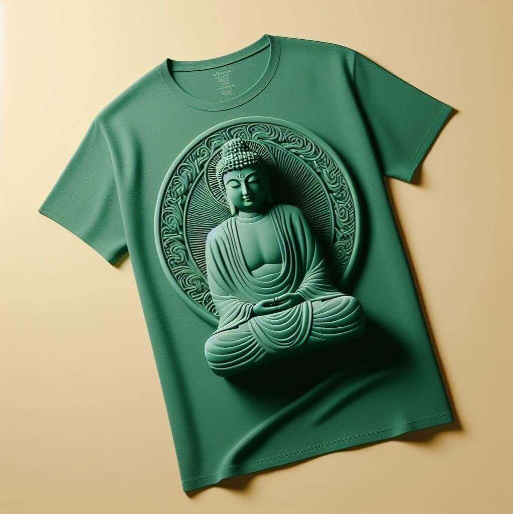 Bottle Green Buddha Tee - Serenity in Style - Acquires