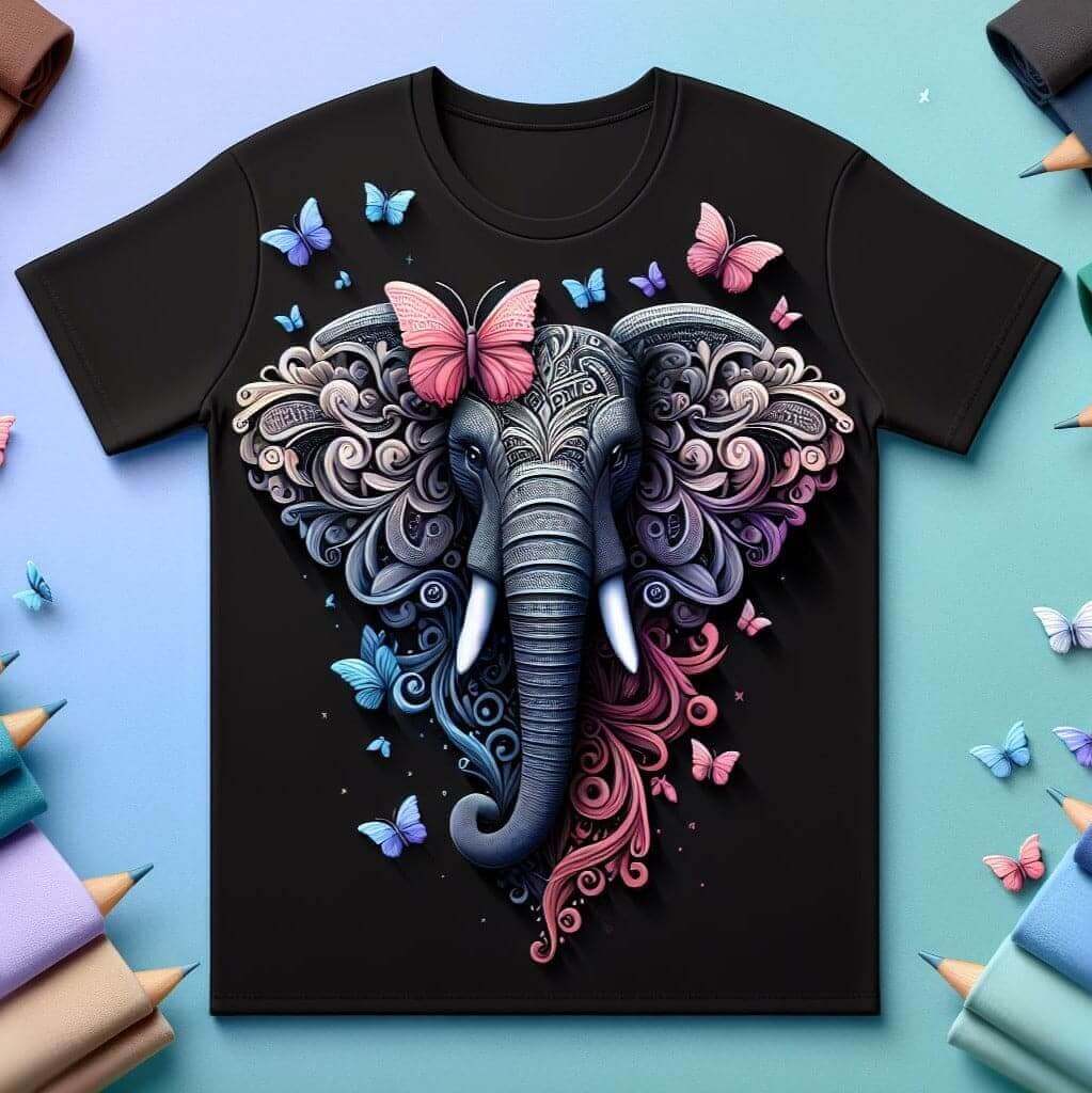 Butterfly Elephant Tee for Whimsical Charm - Acquires