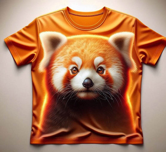 Cute Orange Red Panda Classic Crew Neck Half Sleeve Cotton T - Shirt - Acquires