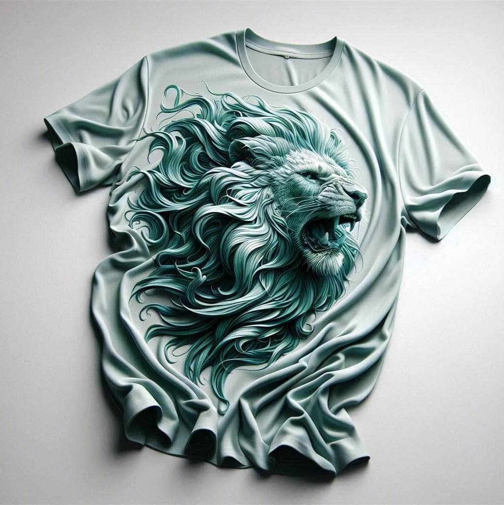 Daring Gray Lion Modern Fit Round Neck Short Sleeve Cotton T - Shirt - Acquires