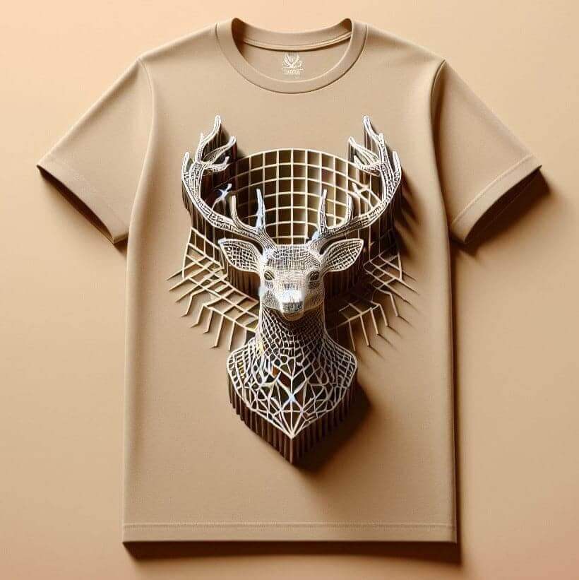 Dawn's Gentle Deer Beige Cotton Half Sleeve T - Shirt - Acquires