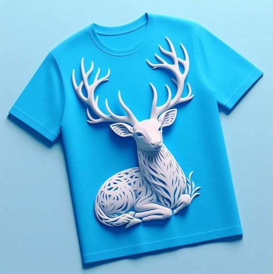 Deer Mystic Glade Blue Cotton Half Sleeve T - Shirt - Acquires