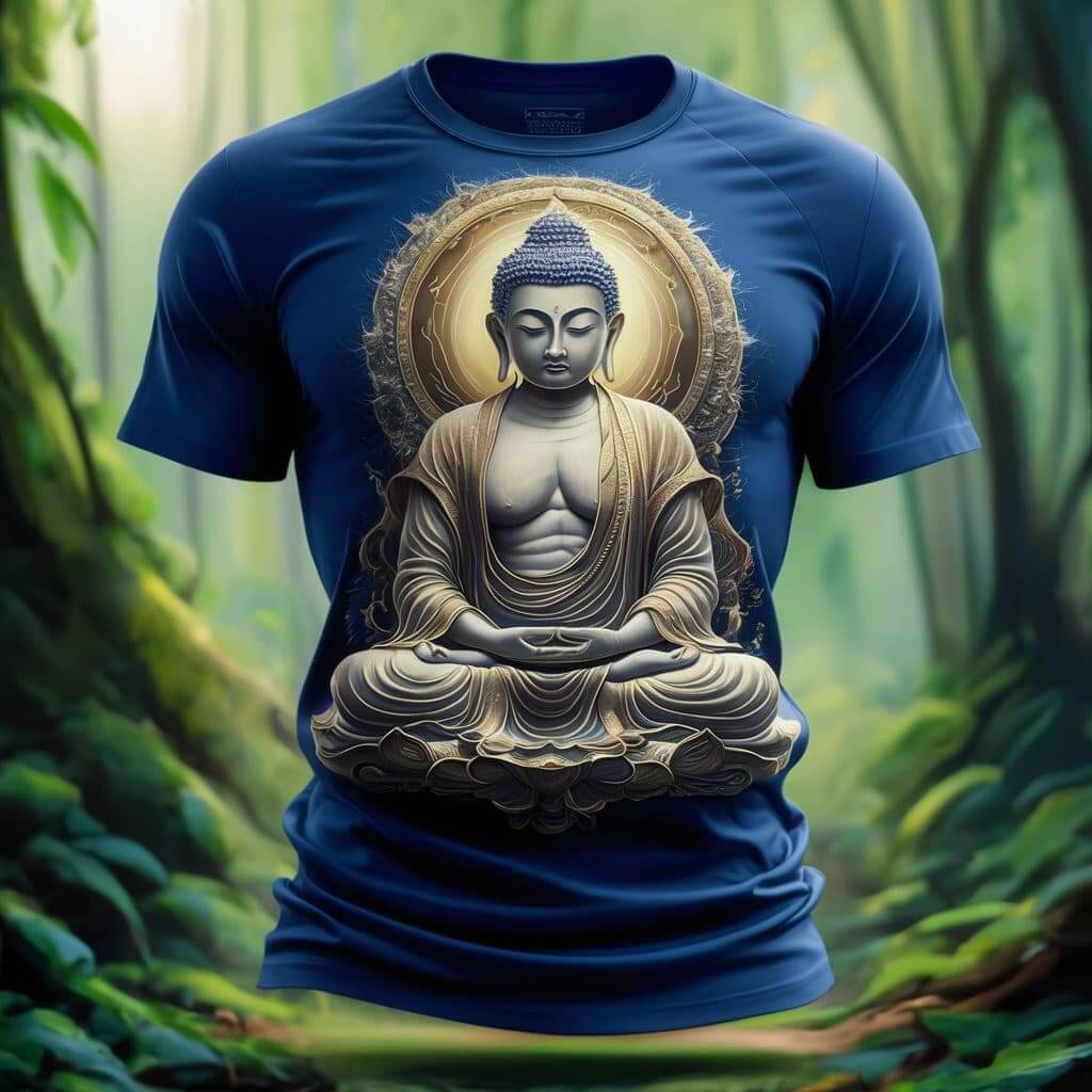 Divine Bliss Blue Buddha Timeless Round Neck Half Sleeve Cotton T - Shirt - Acquires