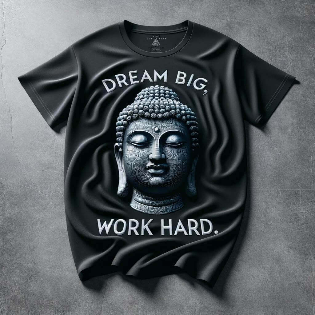 Dream Big, Work Hard: Buddha Black Cotton Half Sleeve T - Shirt - Acquires