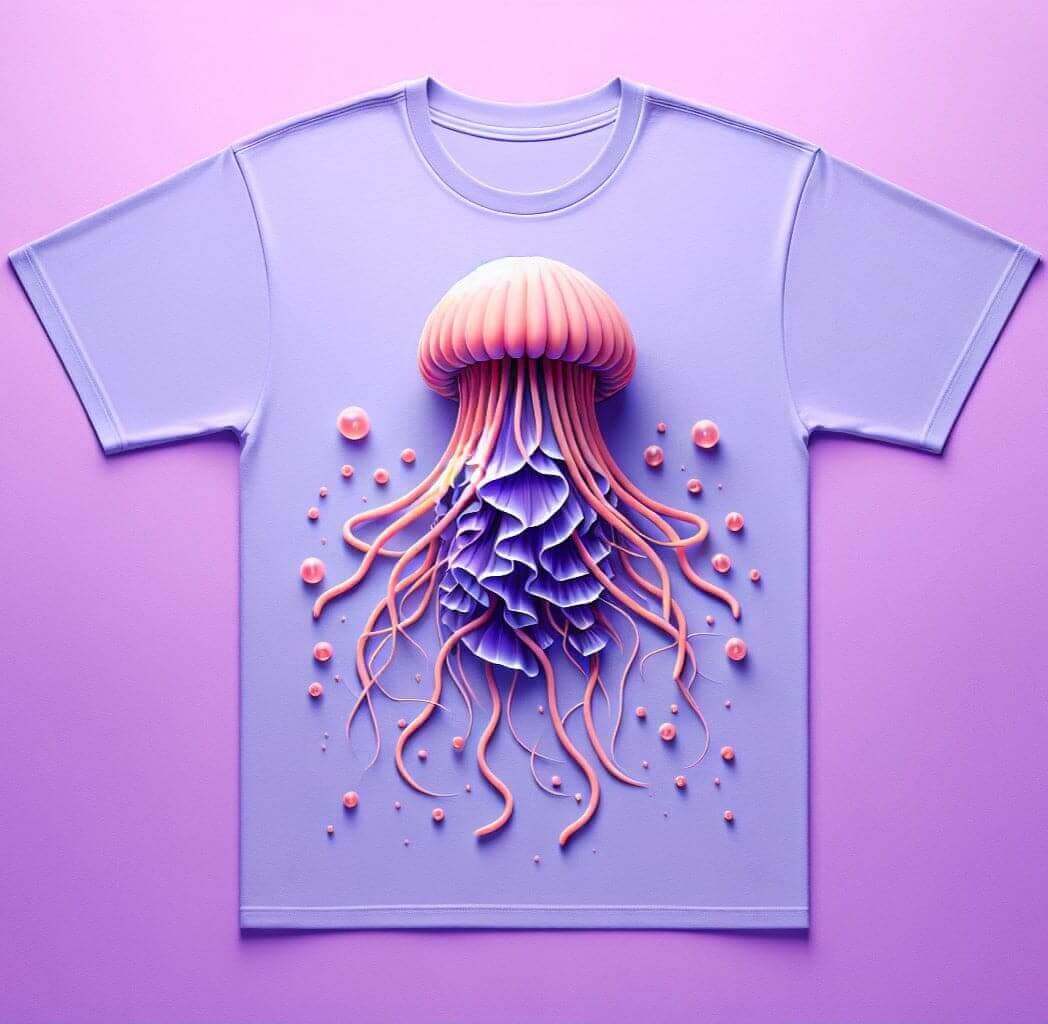 Drifting Jellyfish Lavender Cotton Half Sleeve T - Shirt - Acquires