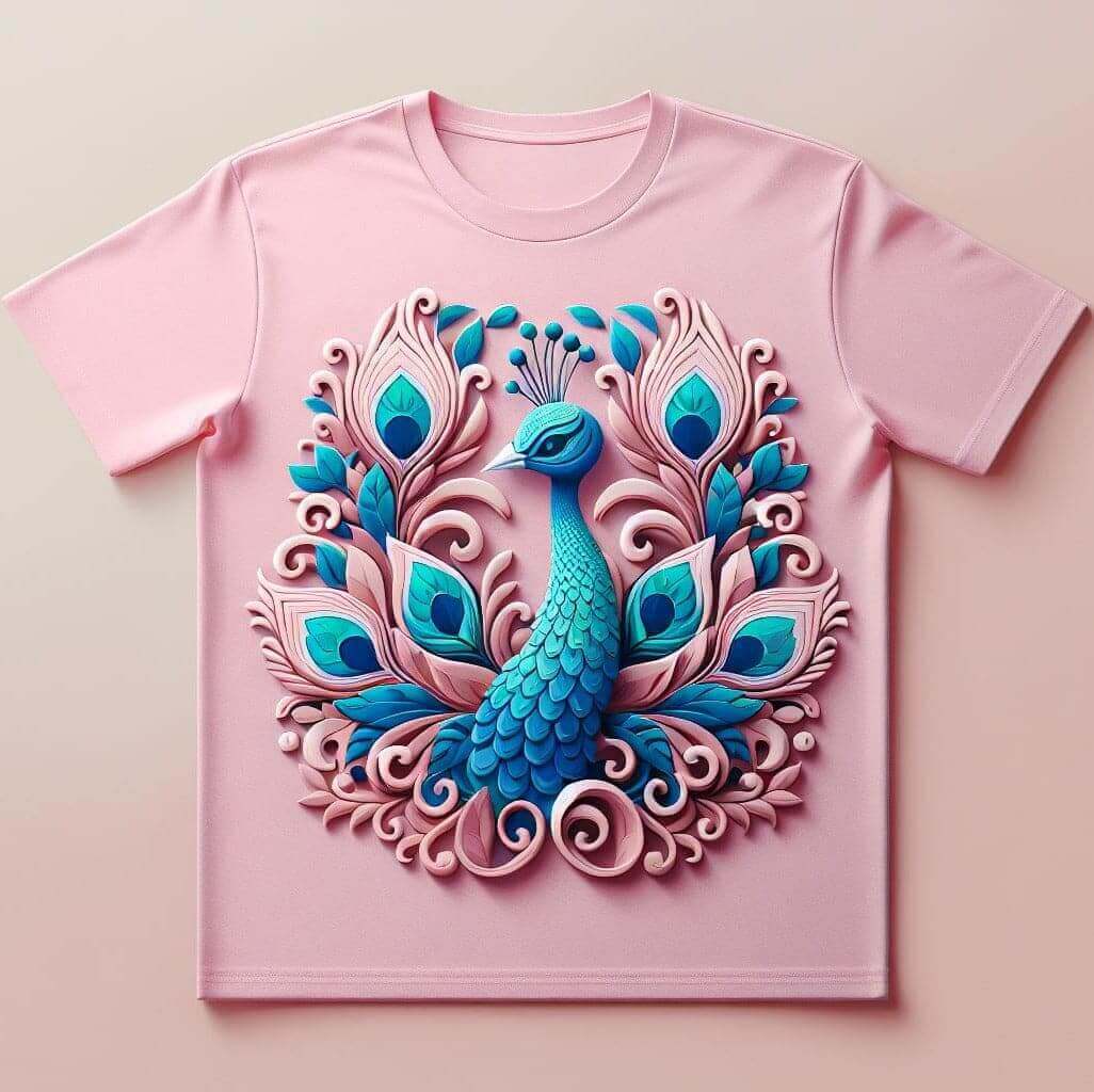 Elegant Peacock Pink Cotton Half Sleeve T - Shirt - Acquires