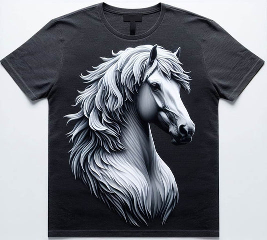 Enigmatic Black Horse Round Neck Half Sleeve Cotton T - Shirt - Acquires