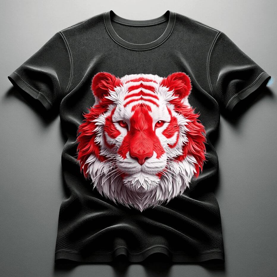 Fearless Red Fur Tiger Black T - Shirt - Acquires