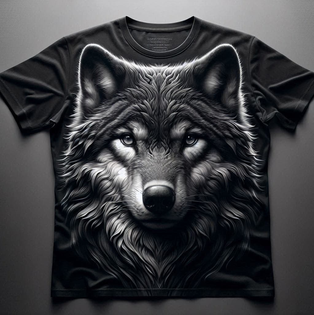 Fierce Grey Wolf Round Neck Half Sleeve Cotton T - Shirt - Acquires