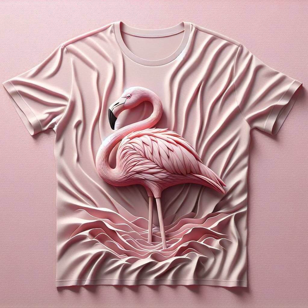 Flamingo Soft Light Pink Cotton Short Sleeve T - Shirt - Acquires