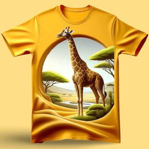 Giraffe Beautiful Graphic Yellow Cotton Half Sleeve T - Shirt - Acquires