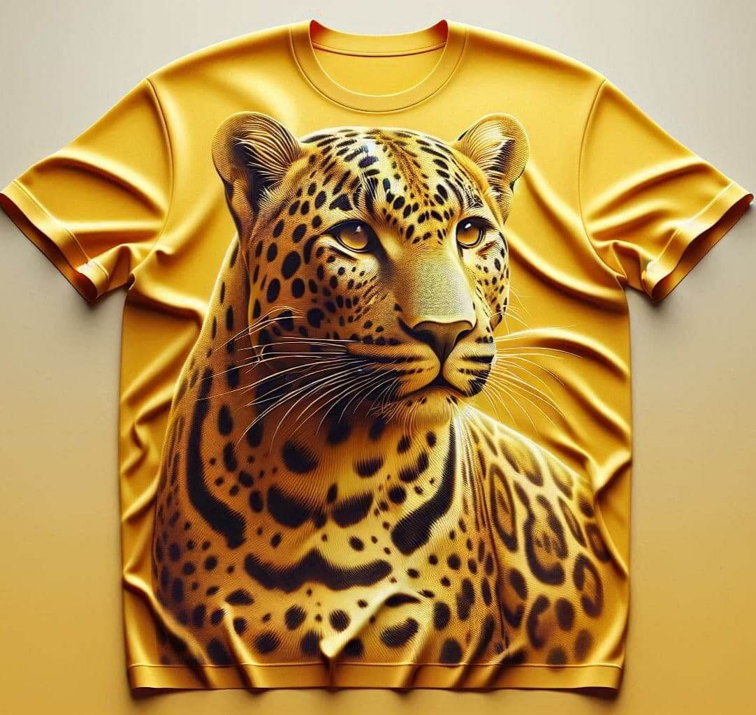 Graceful Yellow Leopard Premium Round Neck Short Sleeve Cotton T - Shirt - Acquires