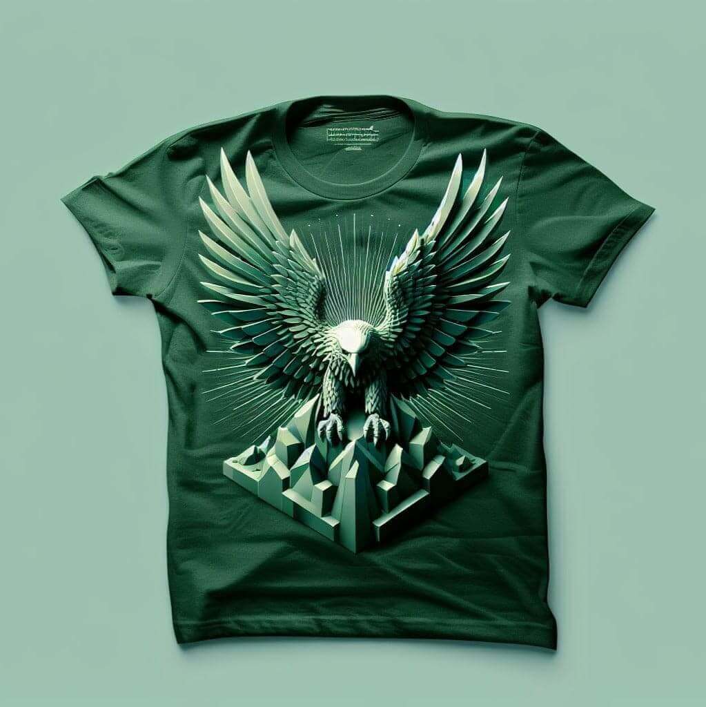 Green Geometric Eagle Tee for Bold Style - Acquires