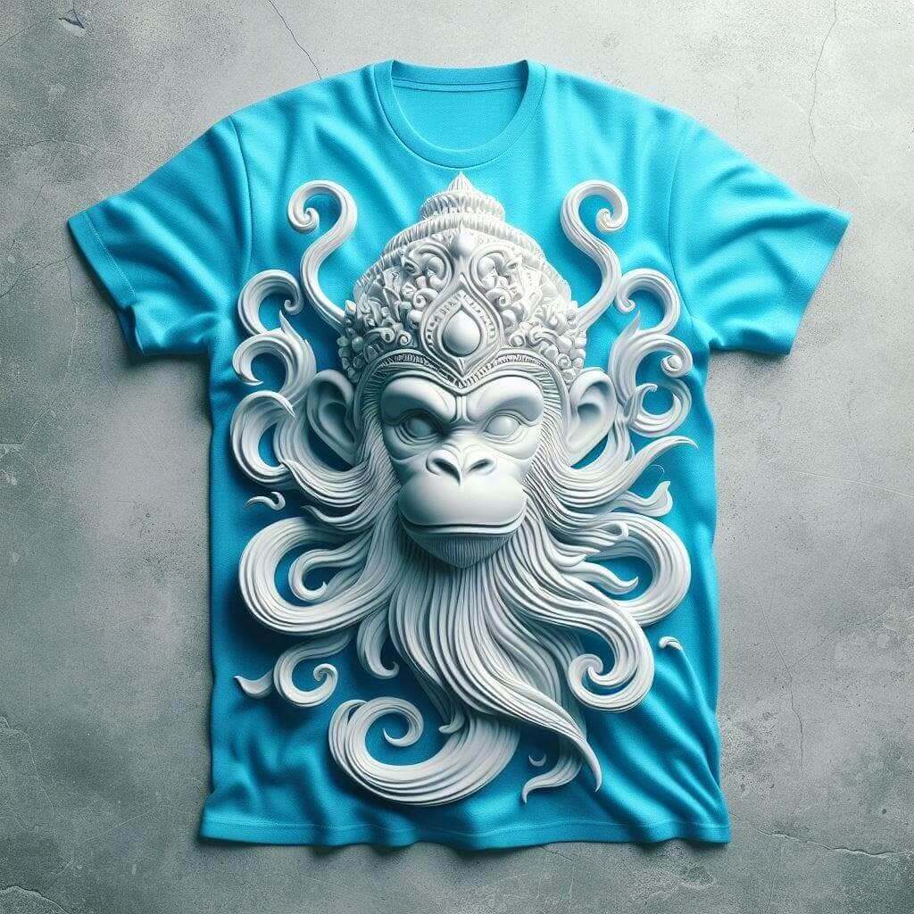 Hanuman Sky Blue Beautiful Tee - Strength and Devotion - Acquires