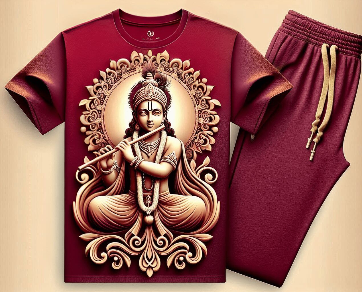 Holy Gopala Maroon Tracksuit Set with Plain Pant - Acquires