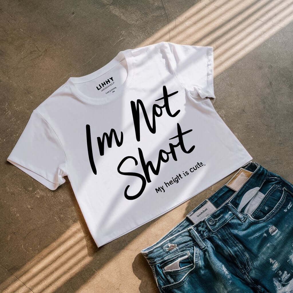 I'm Not Short, My Height is Cute White Crop Top - Acquires