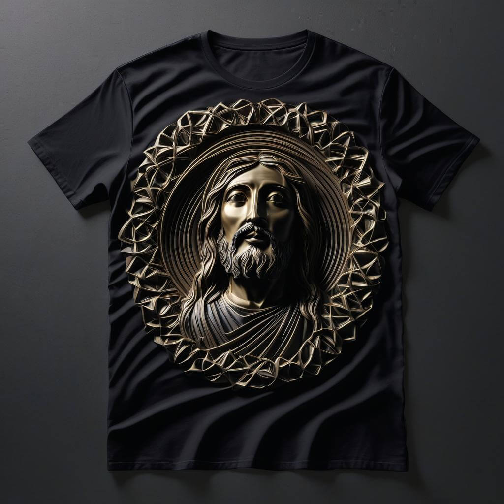 Jesus Golden Halo Black T-shirt