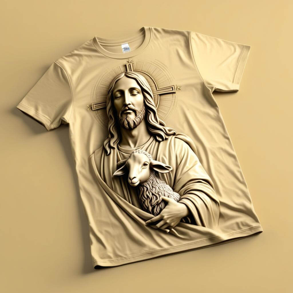 Jesus Serenity Beige T-Shirt - Blessed Peace