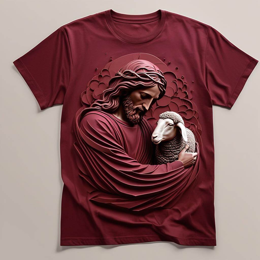 Jesus Divine Shepherd Maroon T-shirt