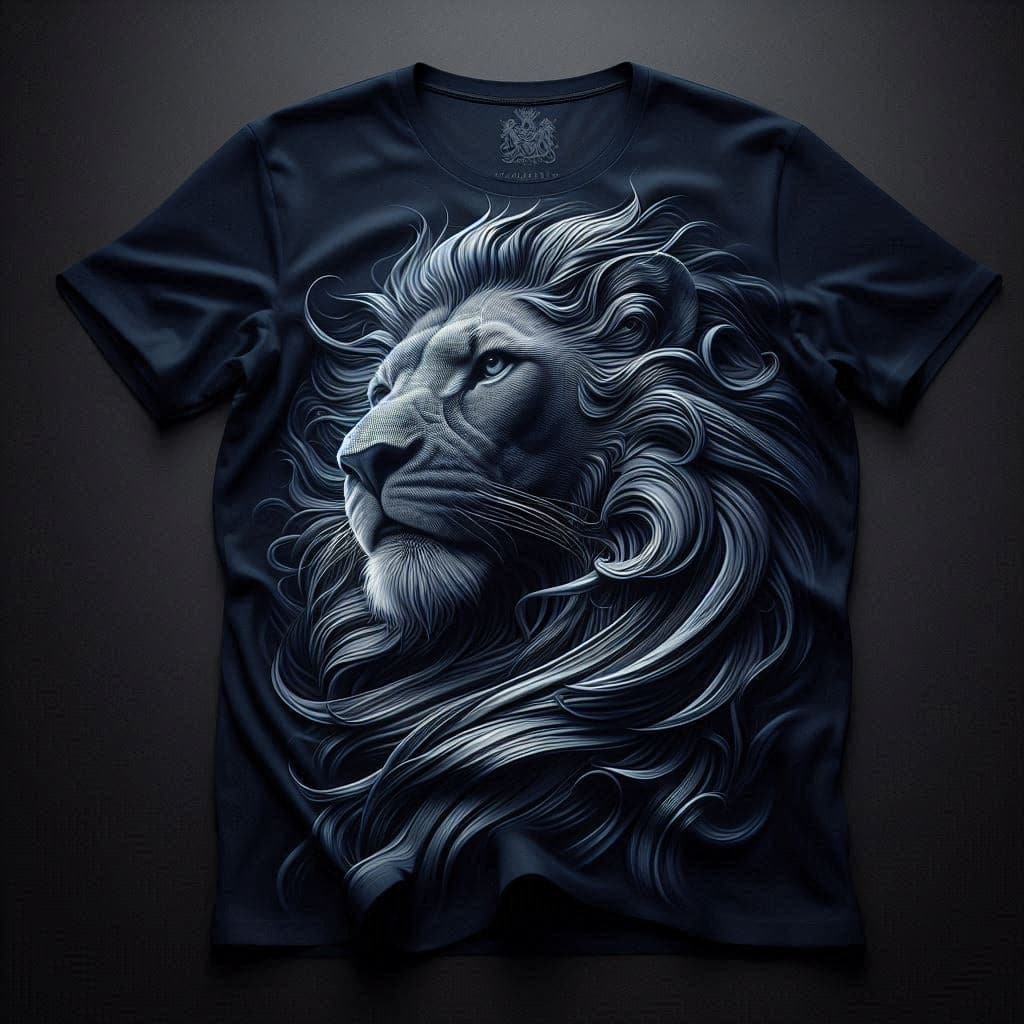 Imperial Dark Navy Lion Round Neck Half Sleeve Cotton T - Shirt - Acquires