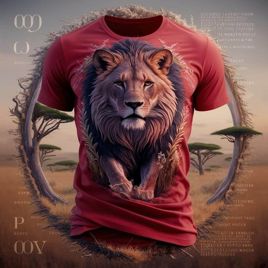 Imperial Red Lion Stylish Round Neck Short Sleeve Cotton Tee - Acquires