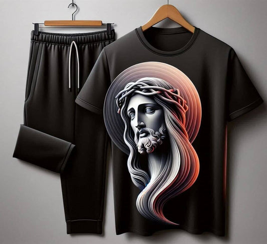 Jesus Christ Worship Black Tracksuit Set with Plain Pant - Acquires