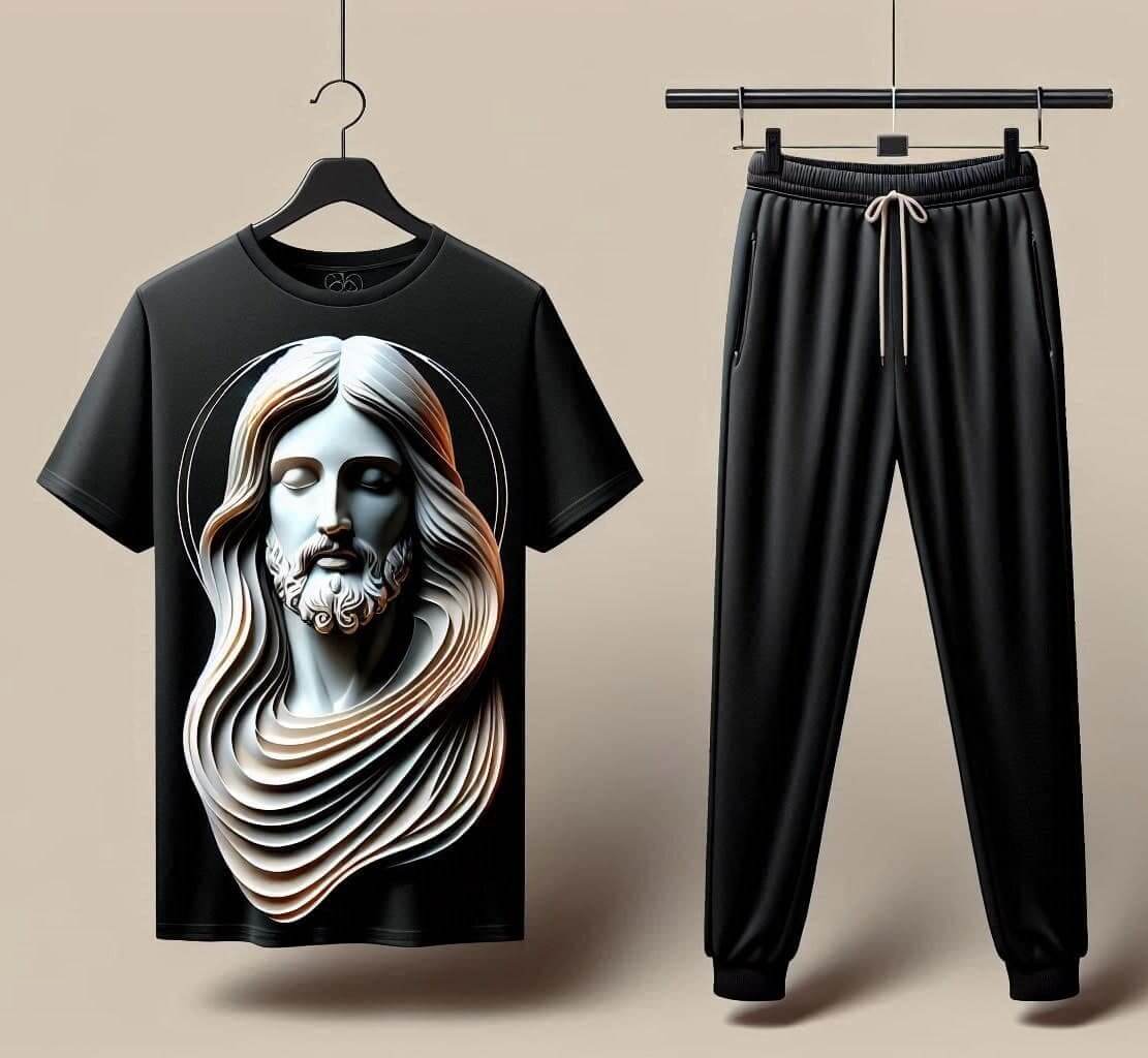 Jesus The Faith Black Tracksuit Set with Plain Pant - Acquires