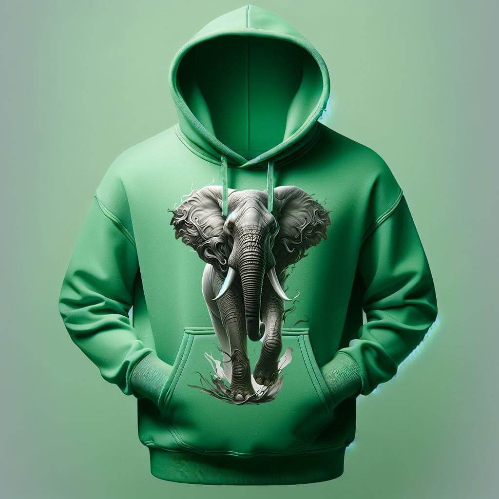 Jungle Essence Elephant Green Hoodie - Acquires