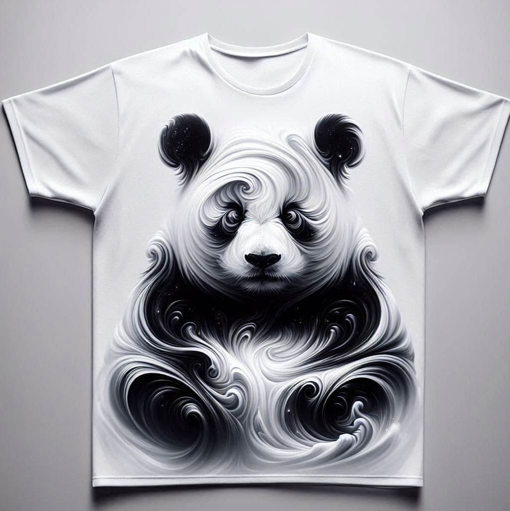 Kind White Panda Deluxe Crew Neck Short Sleeve Cotton T - Shirt - Acquires