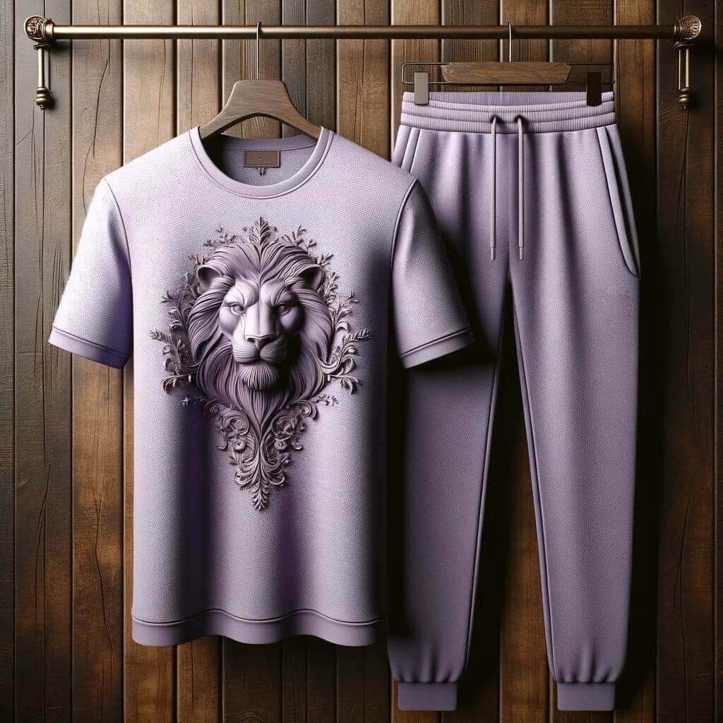 Lavender Luxe Lion Design Tracksuit - Acquires