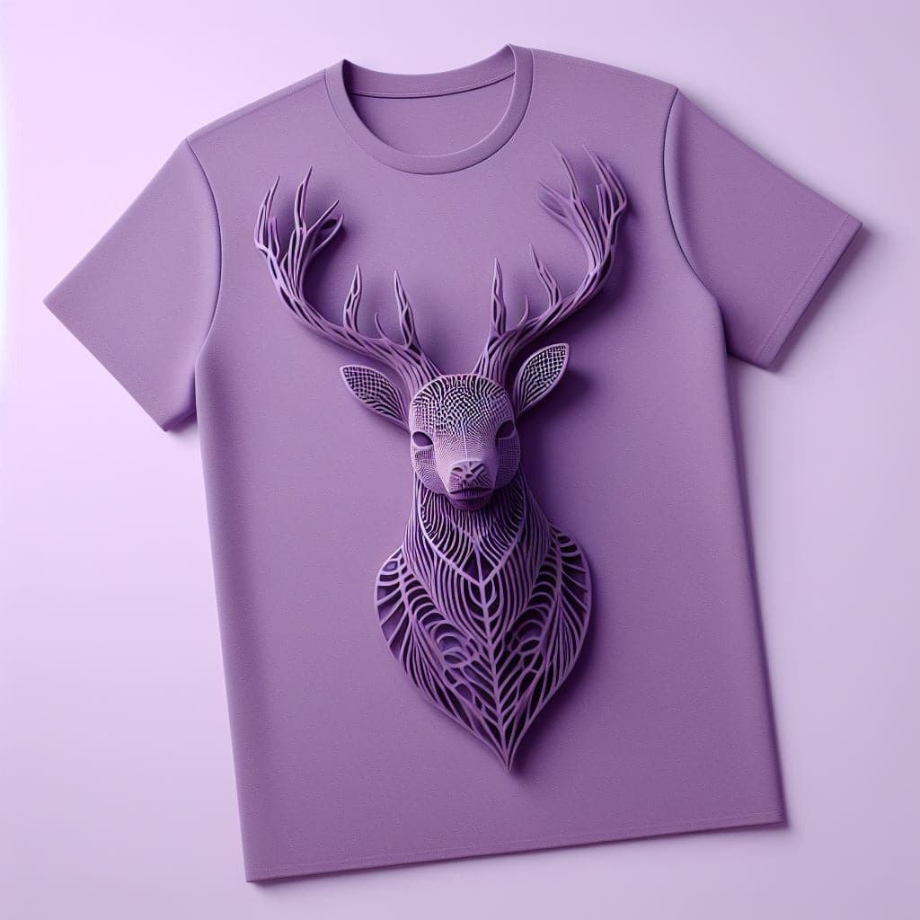 Lavender Stag Purple Short Sleeve Cotton Round Neck T - Shirt - Acquires