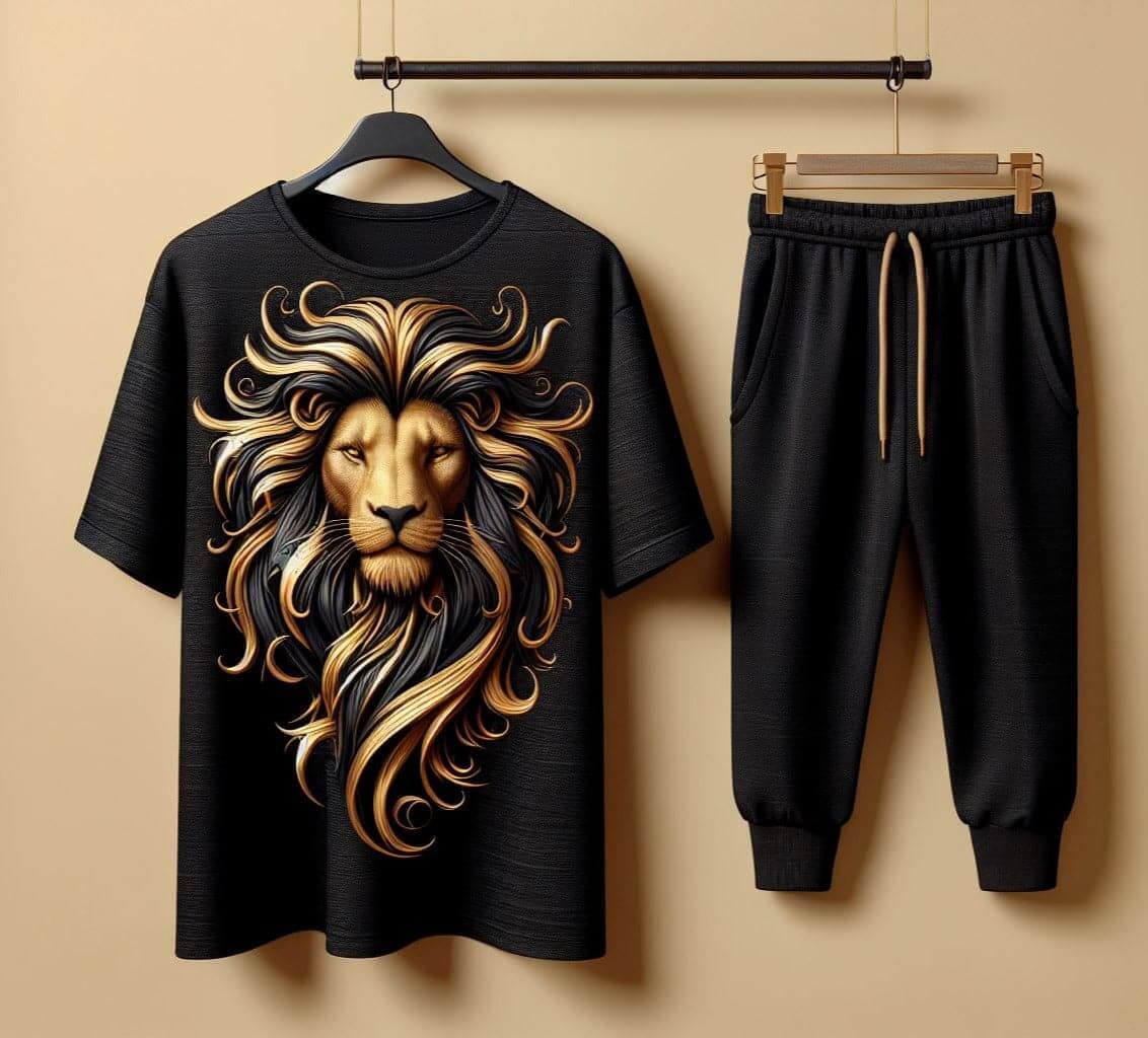 Lion Golden Black T - Shirt and Track Pant - Acquires