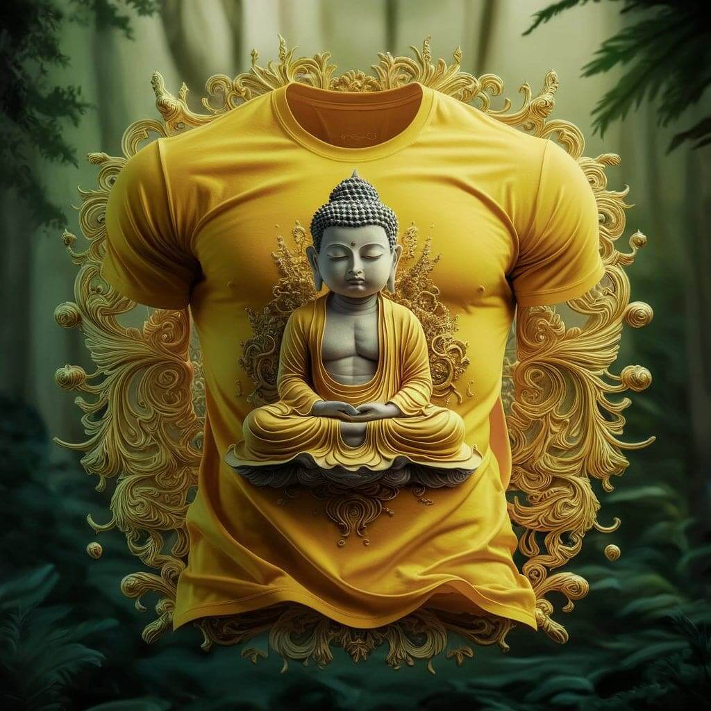 Little Buddha Glory Sunshine Yellow Round Neck Half Sleeve Cotton T - Shirt - Acquires