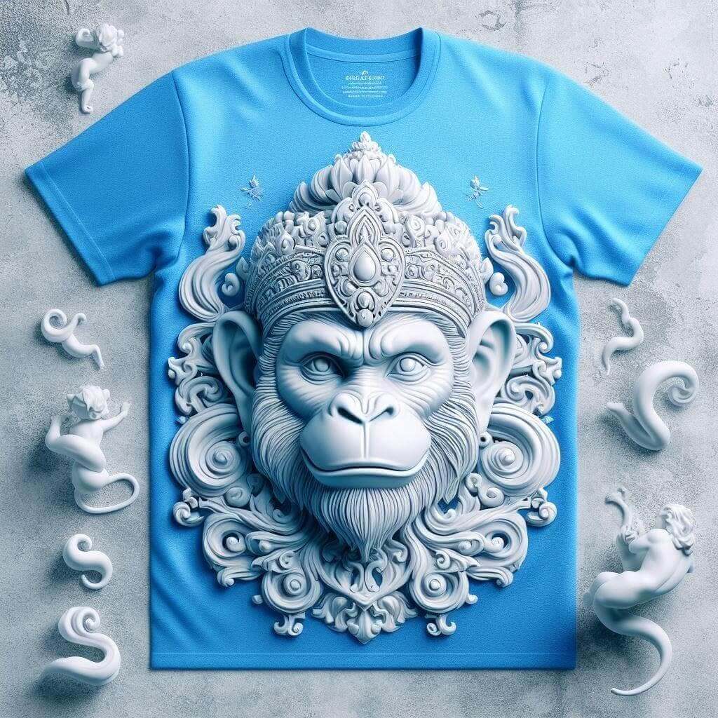 Lord Hanuman Face Tee - Devotion and Power - Acquires