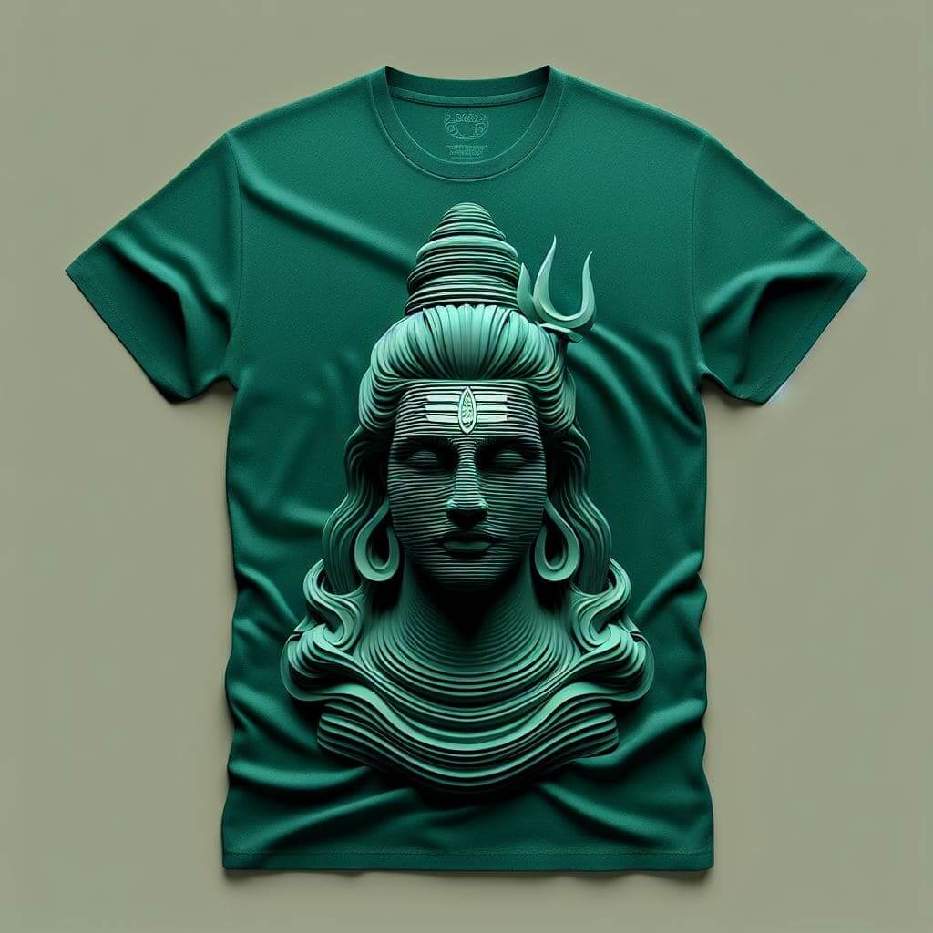 Lord Shiva Serenity Wave Green T - Shirt - Acquires