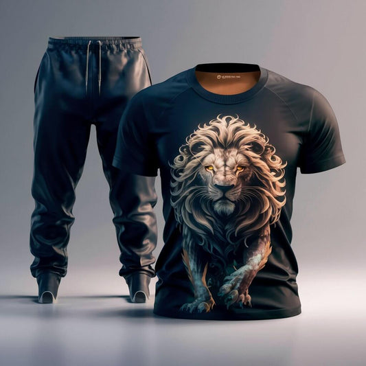 Luxury Black Majestic Mane Lion Graphic Tee - Acquires