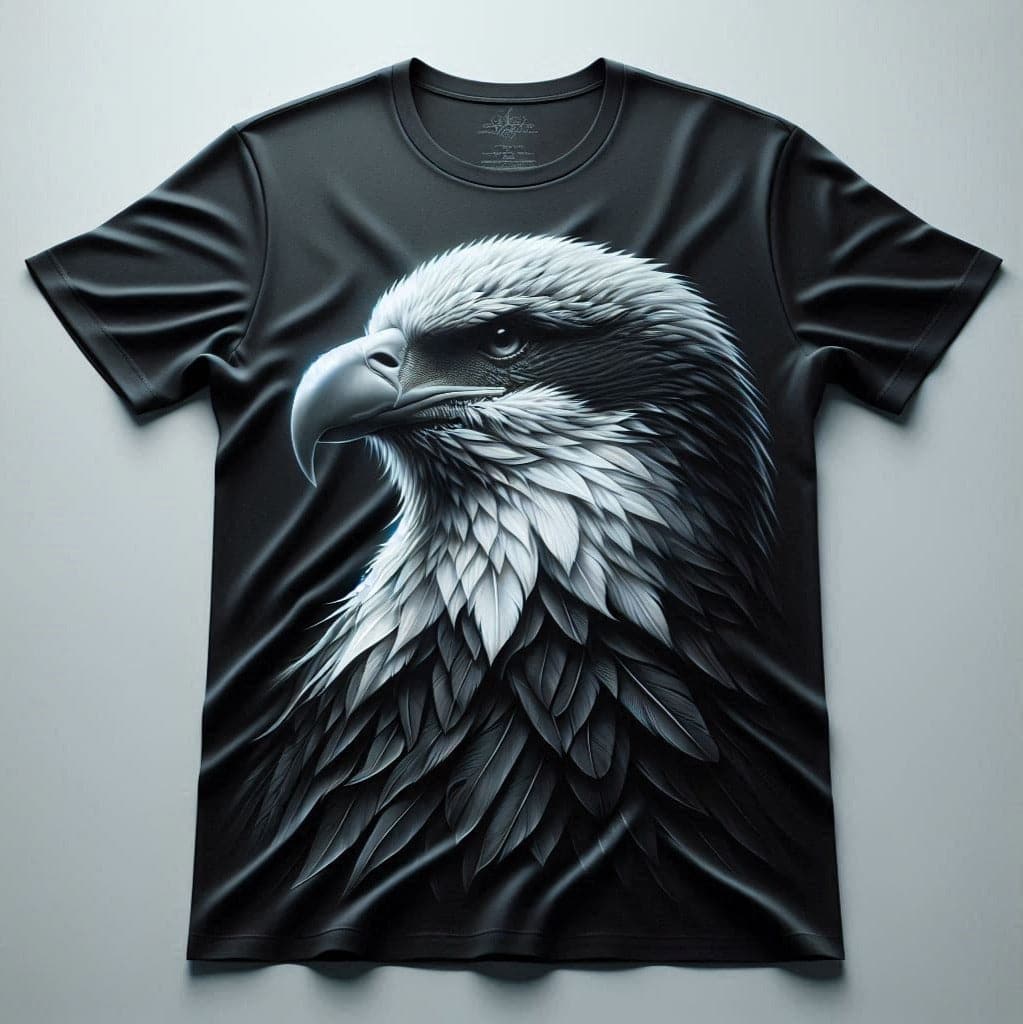 Majestic Black Eagle Sleek Round Neck Casual Half Sleeve Cotton Shirt - Acquires