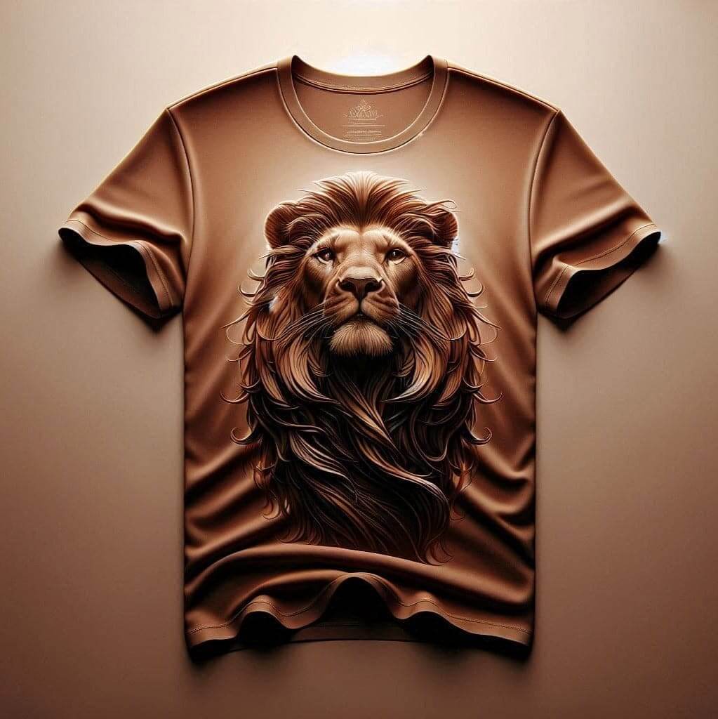 Majestic Brown Lion Round Neck Half Sleeve Cotton T - Shirt - Acquires