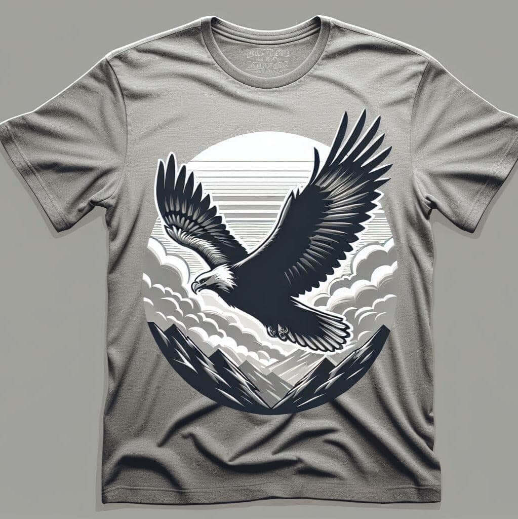 Majestic Eagle Flight Grey Short Sleeve Cotton Round Neck T - Shirt - Acquires