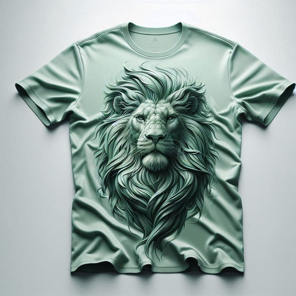 Majestic Mint Lion Round Neck Half Sleeve Cotton T - Shirt - Acquires